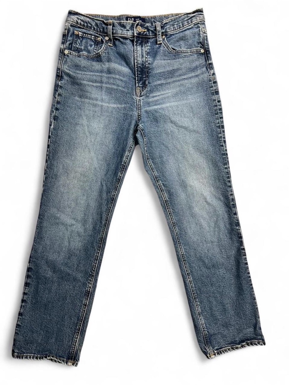GAP High-Rise Straight Jeans - Medium Washed Blue Y2K Basics